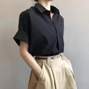[텐바이텐][홍은]CWTB2589 3컬러 심플 데일리 루즈핏 셔츠 기본 V넥 블라우스
