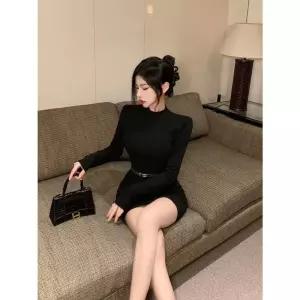 포뇨 여성치마 타이트 랩 스커트 가을 긴팔 이너 몸매 완전 노출 원피스 OPH3