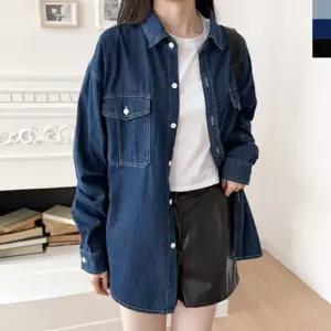여성 빈티지 카라 데님 셔츠 1P 더블 포켓 청남방 OiT8+2mMp