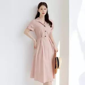 ~XXL까지 지미 오픈카라 벨트 플레어 원피스 여름 나들이 하객룩 오피스룩 데이트 모임 미시 빅사이즈12818