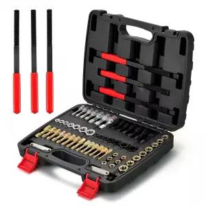 MAXMAN 61Pcs 스레드 체이서 세트 복원 키트 및 수리 도구 SAE 메트릭 피치 게이지가 있는 볼트 - 녹슨