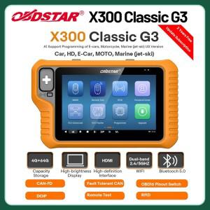 OBDSTAR X300 클래식 G3 키 프로그래머 내장형 CAN FD DoIP 지원 자동차/ HD/ 전기차/ 바이크 오토바이/ 제