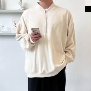 남성 빅사이즈 맨투맨 반집업 코듀로이 골덴 오버핏