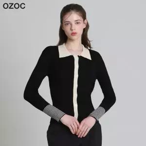[오조크(OZOC)] 배색카라 골지 니트 (택가격: 98000원)