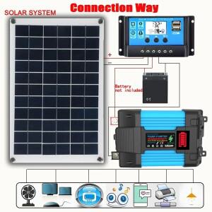 600W 태양광 패널 시스템 12V에서 110V/220V로 변환 배터리 충전 컨트롤러 포함 인버터 키트 완벽한