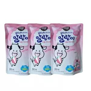 샤워메이트 말랑이 핸드워시 딸기 리필 250ml x 3개 어린이 손세정제