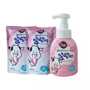 샤워메이트 말랑이 핸드워시 딸기 300ml + 리필 250ml x 2개 어린이 손세정제