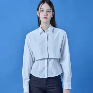 [KOLEAT]미디 크롭 레이어드 셋업 슬림 긴팔 셔츠 [2colors] 긴팔티 ver.
