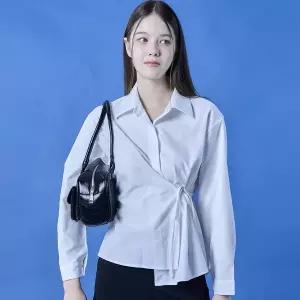 [KOLEAT]랩 카라 슬림핏 끈 무지 여성 긴팔셔츠 [WHITE] 하객룩 데이트룩 ver. 620w