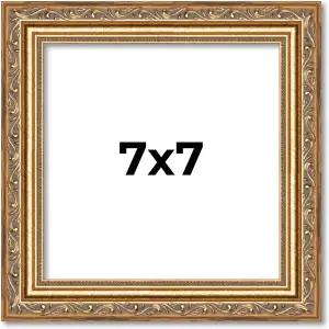 포스터 팔루자 7x7 프레임 앤티크 골드 우드 그림 사각 - UV 아크릴 폼 보드 백킹 및 걸이 하드웨어가