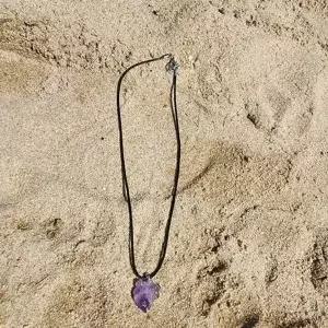스톤 자수정팬던트 보라 끈목걸이 원석 잡화 매듭 패