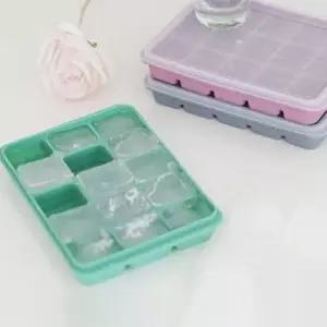 주방데코 사각 아이스몰드 실리콘 12구 3color 핑크