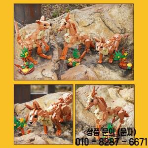 532PCS 3 IN 1 말 캥거루 여우 빌딩  동물 모델 창의적인 변신 장난감 소년 조립 브릭 생일