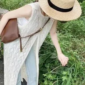 베스트 바캉스 레이어드 외출 여름 시원한 조끼 트임 롱 여성 패션 아우터 원픽 셀파