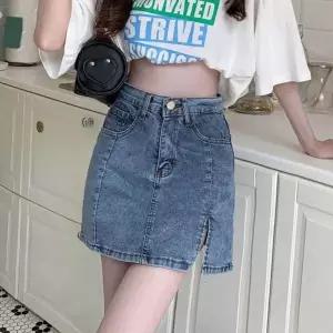 데님 트임 여름 데일리 하의 스커트 여성 치마 스타일 정장 캐주얼 플레어 원픽 셀파