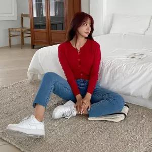 [하프클럽/]여성 스판 슬림핏 데미지 포인트 청바지 팬츠