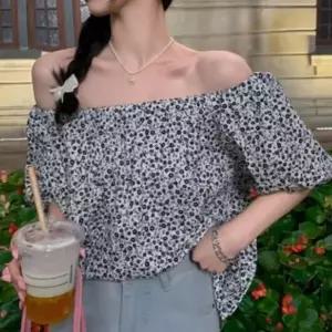 오프숄더 플라워 패션 캐주얼 블라우스 여성 여름