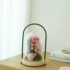 ( )프리저브드 카네이션 장미 LED 무드등 핑크 선물용 실내 조명