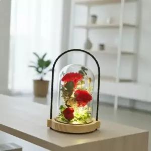 ( )프리저브드 카네이션 장미 3송이 LED 무드등 레드 인테리어 조명
