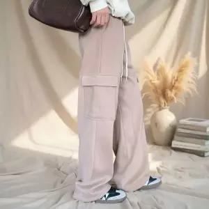 [하프클럽/]여성용 고무줄 일자핏 카고팬츠 핏 포켓 바지