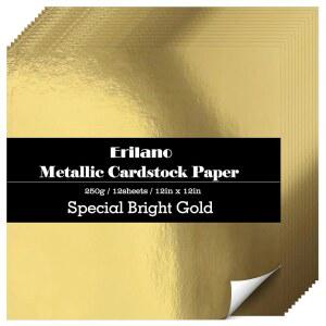 ERILANO 골드 인쇄 용지 30 30 메탈릭 헤비 웨이트 7KG 미러 12인치 5CM 스크랩북 41 카드 쉬머 파티 12장 제작 90파운드 12 250GSM 장식용 마감 청첩장