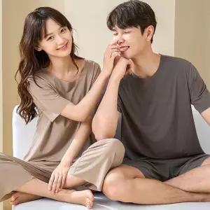 [로즈엘리](여름 잠옷세트 5종) 부들부들 심리스 아이스실크 커플 홈웨어 잠옷 상하의