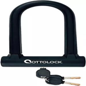오토락 조수석 컴팩트 U-Lock - 열쇠 포함 헤비 듀티 방지 자전거 실리콘 코팅 액세서리 블랙