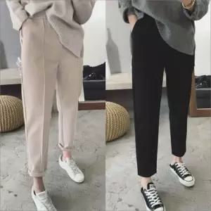 [룽스_62]모직팬츠 핀턱 모직바지 따뜻한 허리밴딩 슬랙스