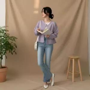 여성 심플 워싱 슬림 부츠 데님 팬츠 바지 무지