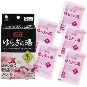 부드러운 뜨거운 물 벚꽃 향기 09온스 25g x 5팩 키요 피레스럼 목욕 소금 어깨 결림 요통 용품 봄 판촉