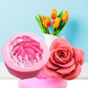 꽃장미 실리콘 케이크  3D 퐁당 컵케익 젤리 캔디 초콜릿 장식 베이킹 도구 FQ2825