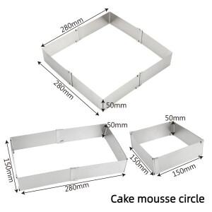 Bakeware 스테인레스 스틸 조절  무스 링 DIY 케이크 장식  사각형 디저트 베이킹 도구