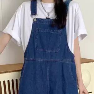 [하프클럽/]청반바지 멜빵 데님 롱면바지 LD920