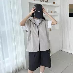 여자 간절기 경량 오버핏 후드 바람막이 베스트