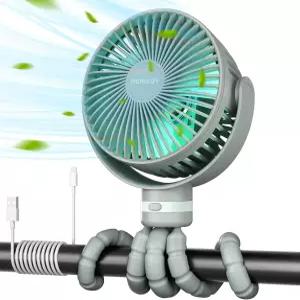 Momcozy 8000mAh 휴대용 유모차 팬 27시간 초장기 배터리 수명 탈착식 4단 360 회전 LED 조명 2가지 모드