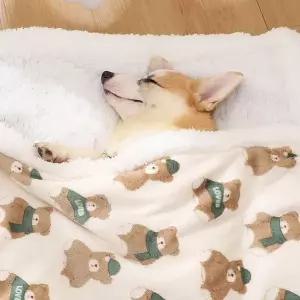 반려견 포근한 화이트베어 극세사 담요 양털 무릎 WFLRBLE