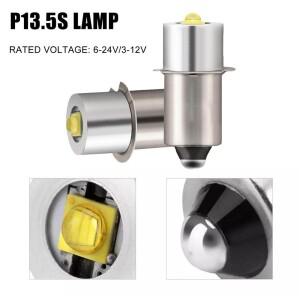 P13.5S E10 BA9S 베이스 5W LED 업그레이드 전구 화이트 매글라이트 플래시라이트 6500K 3W DC 교체 작업