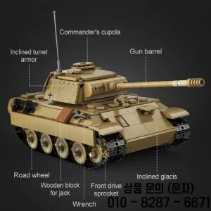 카다 밀리터리 시티 원격 조종 제2차 세계대전 팬서 탱크  RC 장갑차 군용 차량 무기 브릭 장난감 14세 이