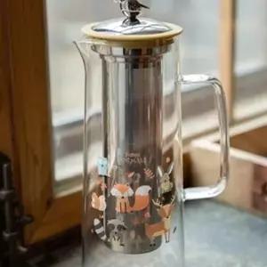 MZ숲속가족 차우림 유리 티포트 주전자 1400ml 허브