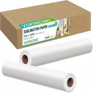 VortriDino 2롤 고속 건식 승화 용지 24 x 164피트 열전달 염료 2 코어 E pson SureColor F570 및 T3170x