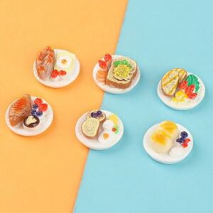 [JN] 6개/세트 인형의 집 작은 장식품 미니어처 간식 접시 DIY 풍경 동화 정원 액세서리
