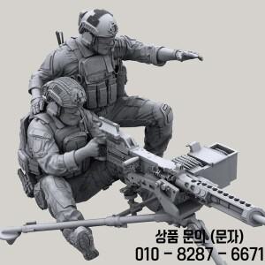 1/35(50mm) 레진 군인(2명+중기관총) 무색 및 자체 조립 A 2061