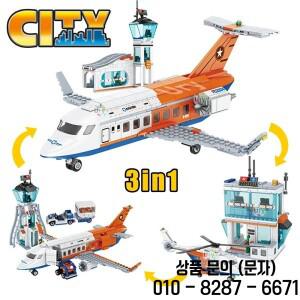 3in1 도시 시리즈 항공화물 비행기 헬리콥터 공항 에어 버스 타워 DIY 빌딩  장난감 세트 14세 이상 소년