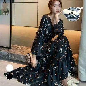 [하프클럽/]롱 원피스 여성 데일리 캐시미어 가을 플레어 쉬폰