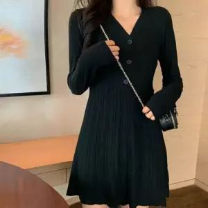 [하프클럽/]브이넥 몸매 원피스 긴팔 데일리 미니