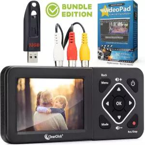 ClearClick Video to Digital Converter 2.0 2세대 - VCR VHS 테이프 AV RCA Hi8 캠코더 DVD 게임