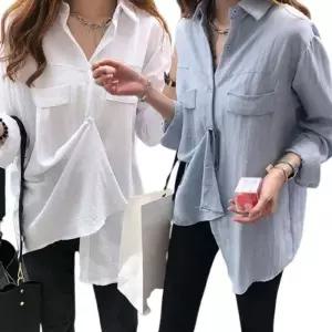 [하프클럽/]베이직 루즈핏 흰색 블라우스 기본 셔츠