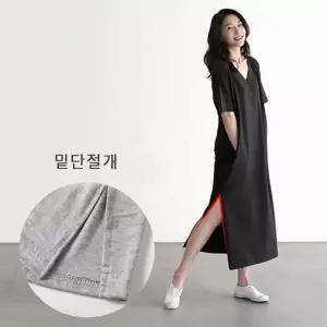 [하프클럽/]롱치마 여성 원피스 루즈핏 편한 홈웨어 외출용 반팔치마