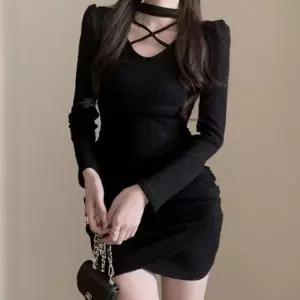 [하프클럽/]슬림 미니 원피스 데일리룩 데이트룩 골지 셔링 여성