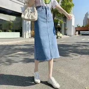 [하프클럽/]롱 청치마 데님 스커트 절개라인 데일리 스타일